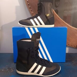 Adidas Womens Black and White High-Top Boxing Boot